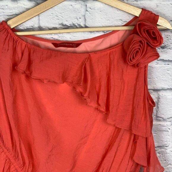 Lorenza Blau Sleeveless One Shoulder Top Coral 12 - Picture 11 of 12